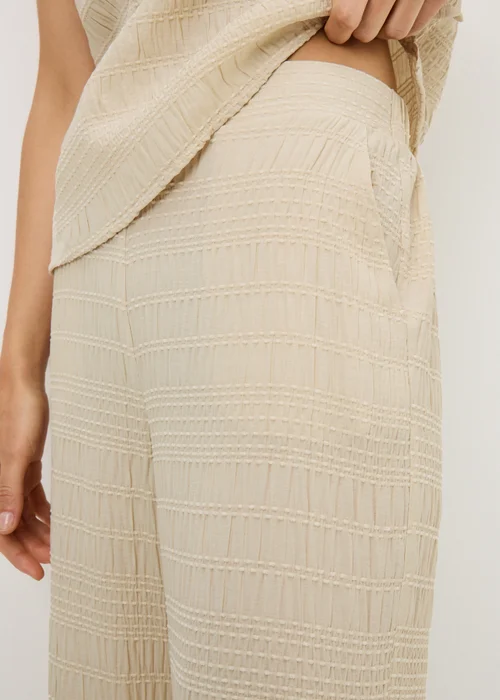 Cream Stitch Detail Wide Leg Co Ord Trousers - 20/L31 Image 3