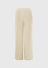 Cream Stitch Detail Wide Leg Co Ord Trousers - 8 S Image 1