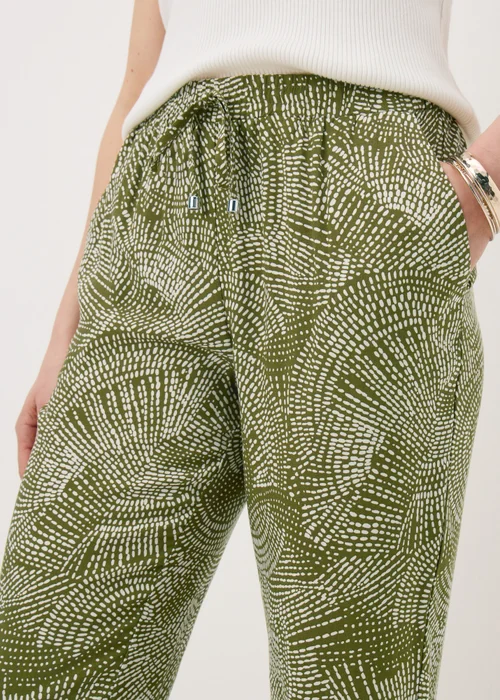 Olive Dash Print Tapered Trousers - 22 Image 3