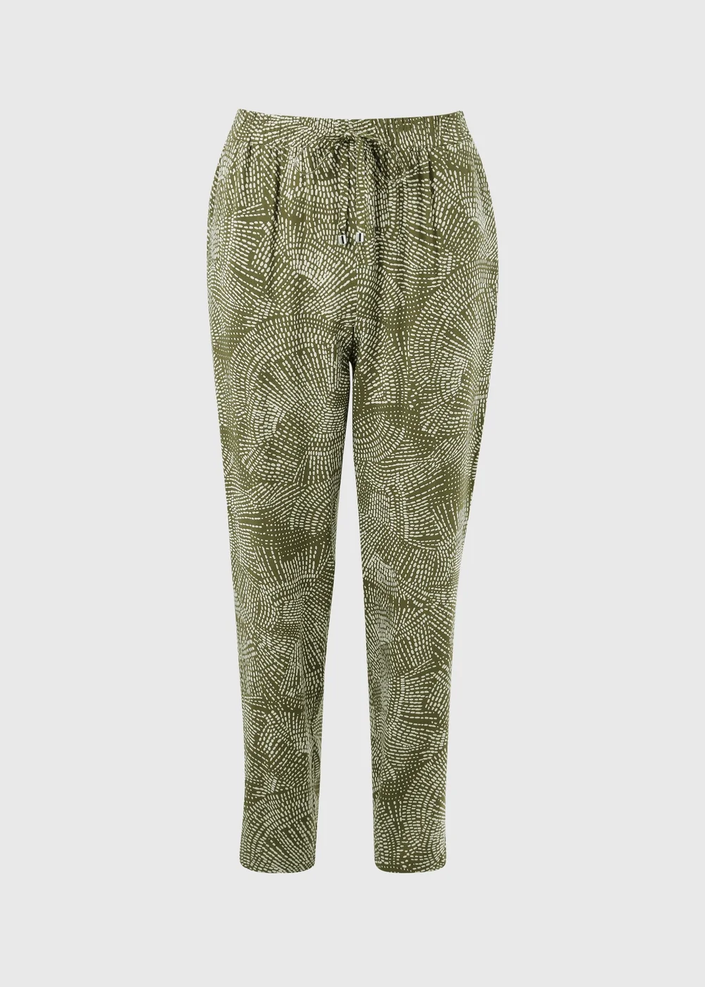 Olive Dash Print Tapered Trousers - 22 Image 4