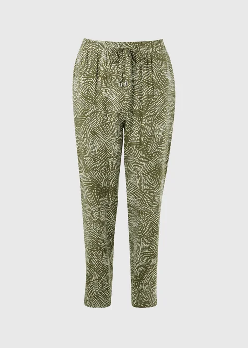 Olive Dash Print Tapered Trousers - 22 Image 4