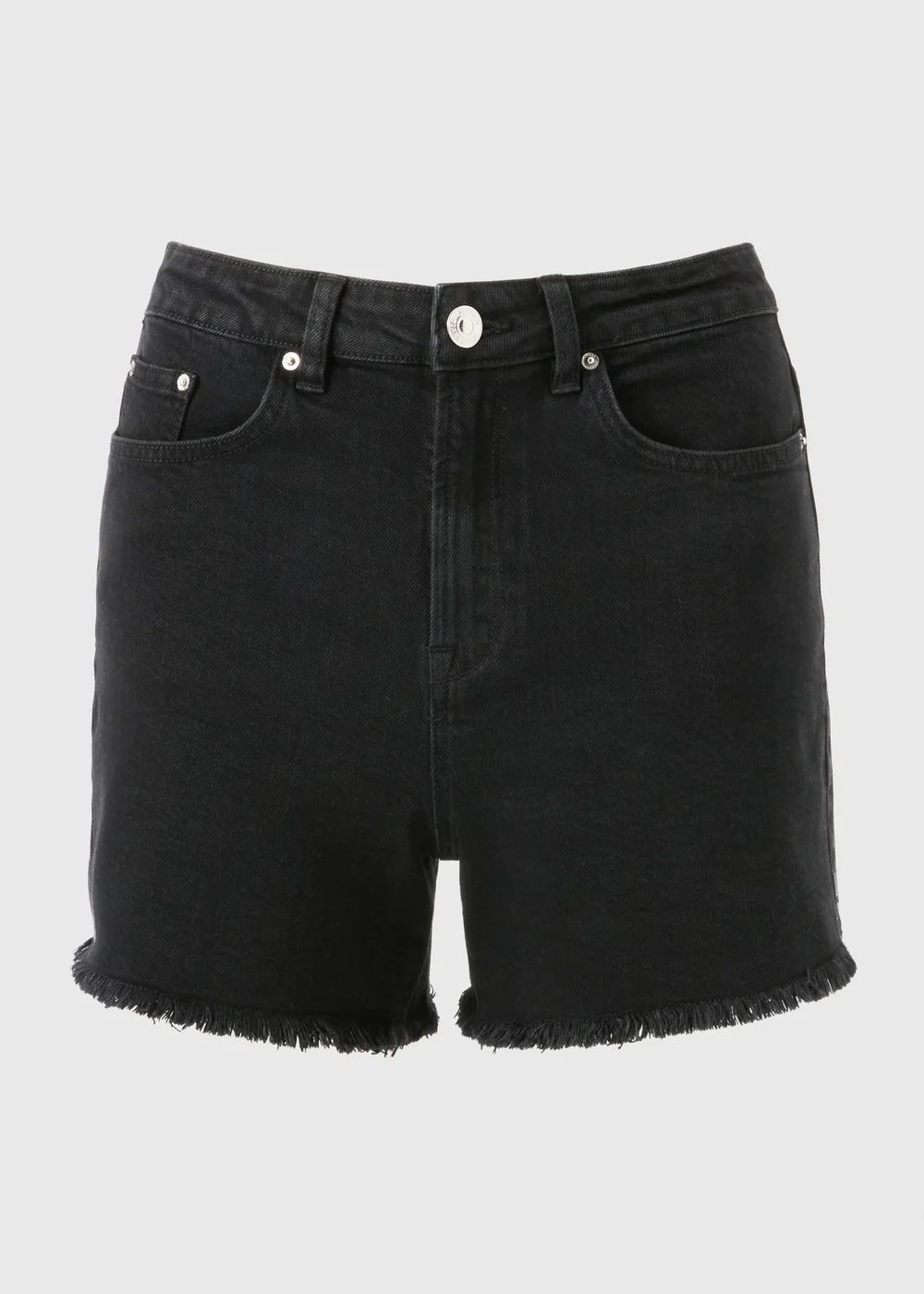 Papaya Petite Black Frayed Hem Denim Shorts - 6 Image 4