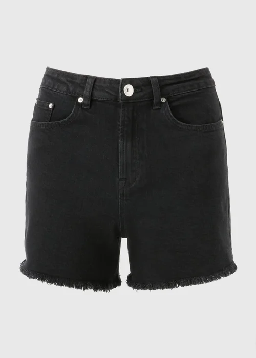 Papaya Petite Black Frayed Hem Denim Shorts - 6 Image 4