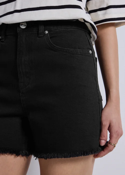 Papaya Petite Black Frayed Hem Denim Shorts - 6 Image 3