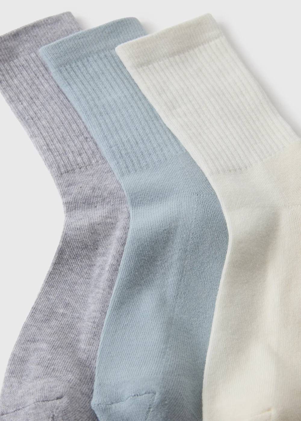 3 Pack Grey Tonal Sports Crew Socks - One Size Image 2