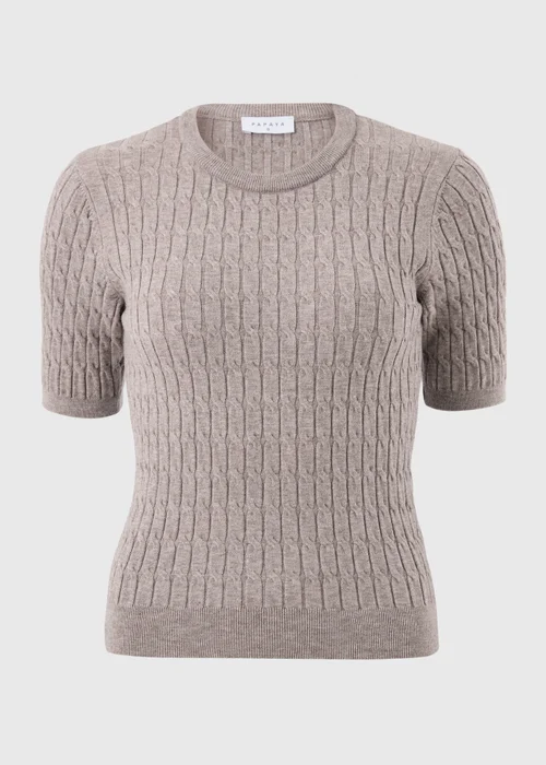 Mocha Short Sleeve Baby Cable Jumper - 8 Image 2