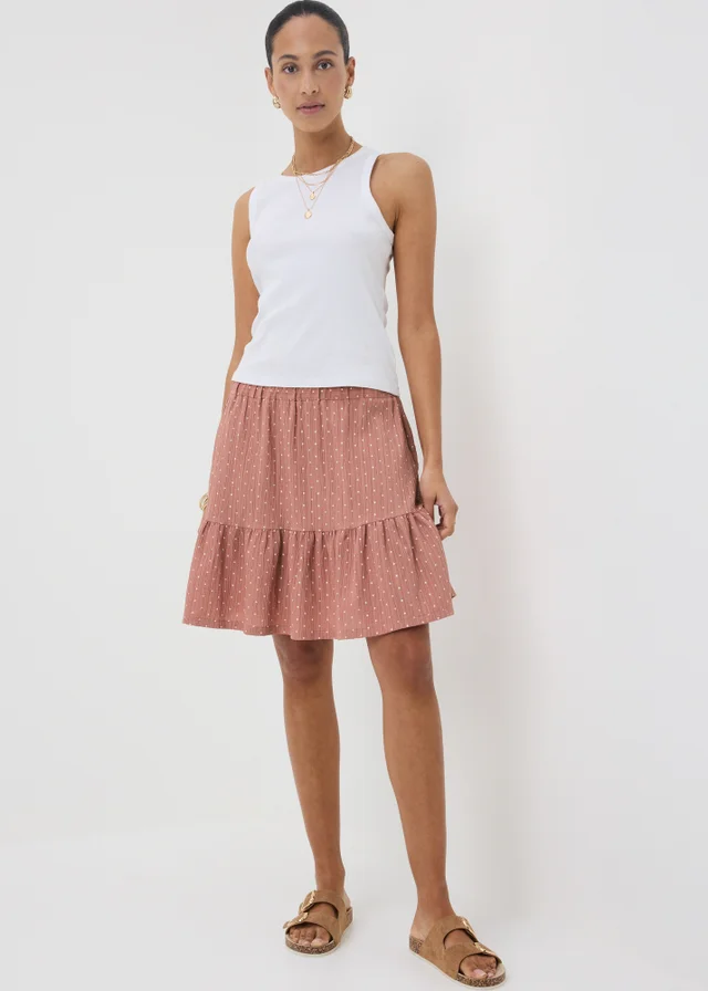 Pink Polka Dot Woven Textured Mini Skirt