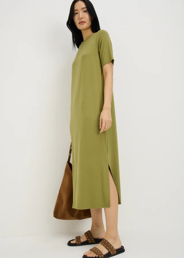 Khaki T-Shirt Midi Dress