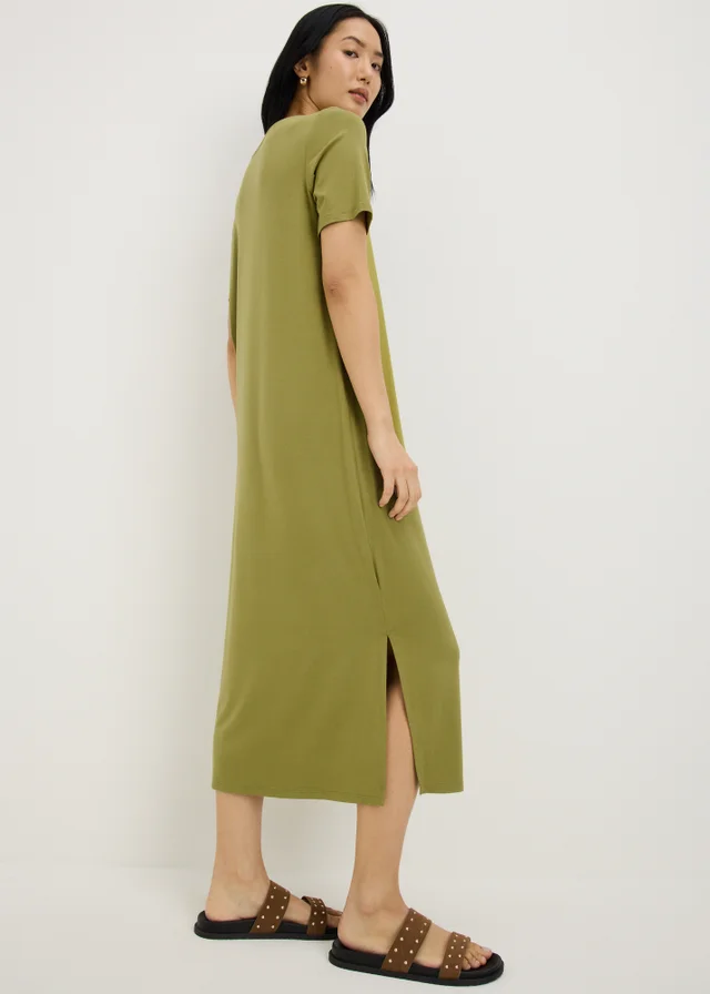 Khaki T-Shirt Midi Dress