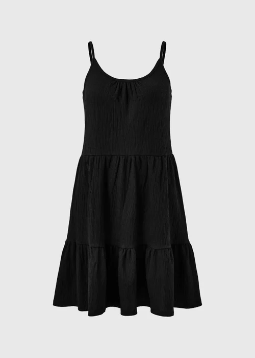 Black Crinkle Cami Tiered Mini Dress - 24 Image 4