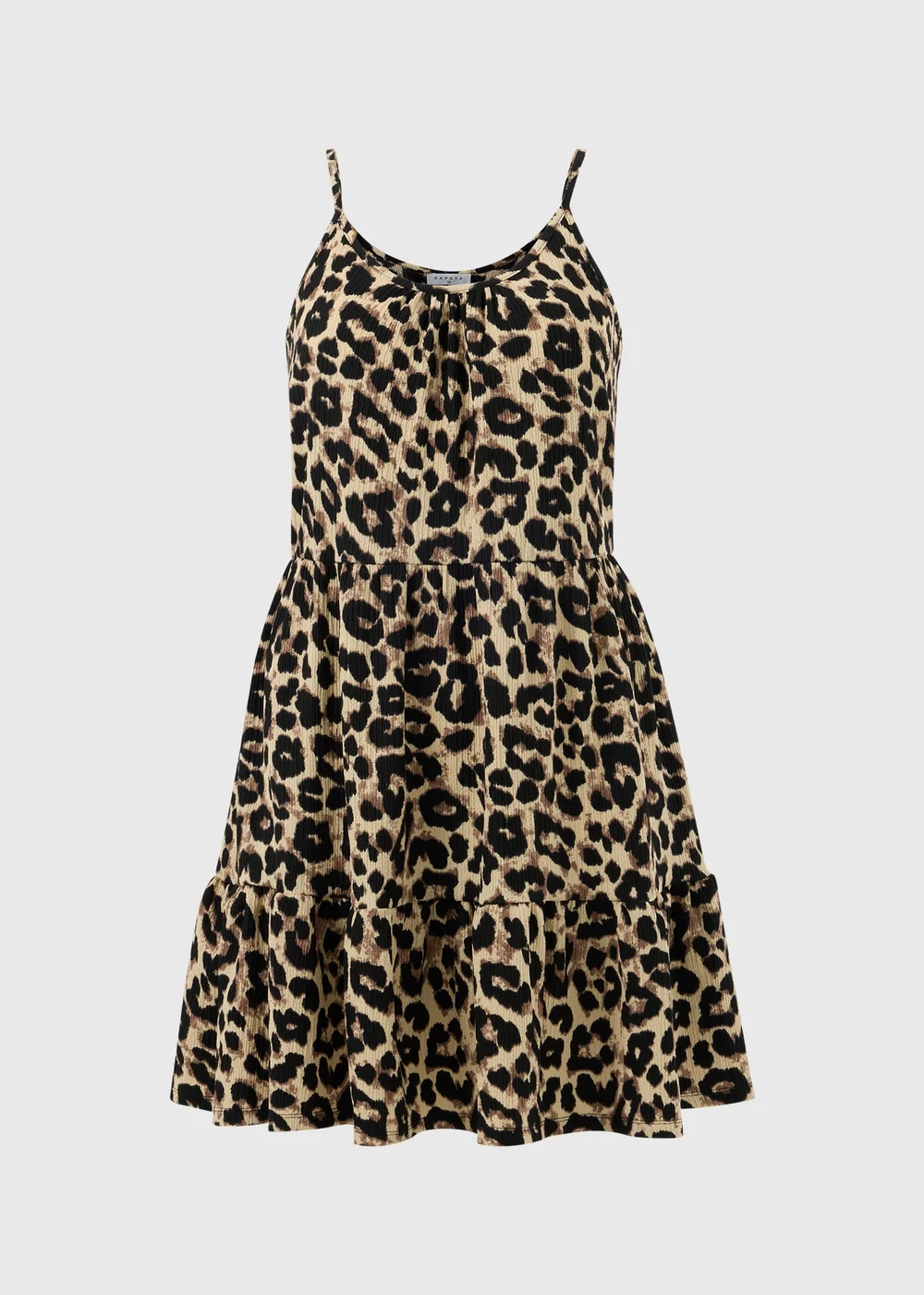 Brown Leopard Crinkle Cami Tiered Mini Dress - 28 Image 3