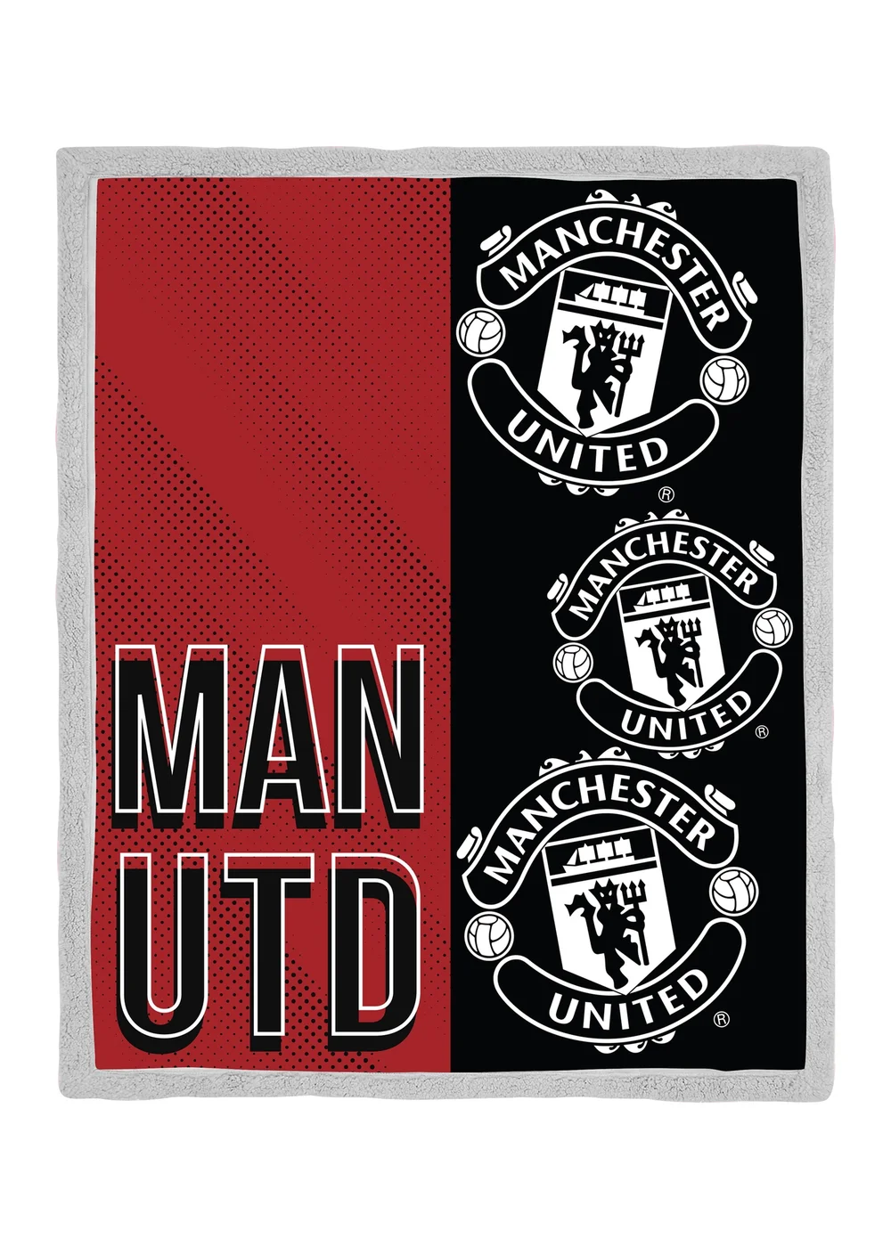 Manchester United Red Stacked Sherpa Fleece - 120 X 150 Image 5