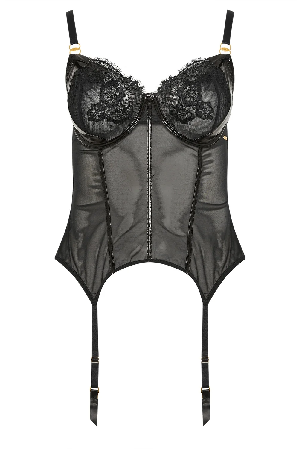 Yours Curve Black Non-Padded Lace Basque - 46D Image 5