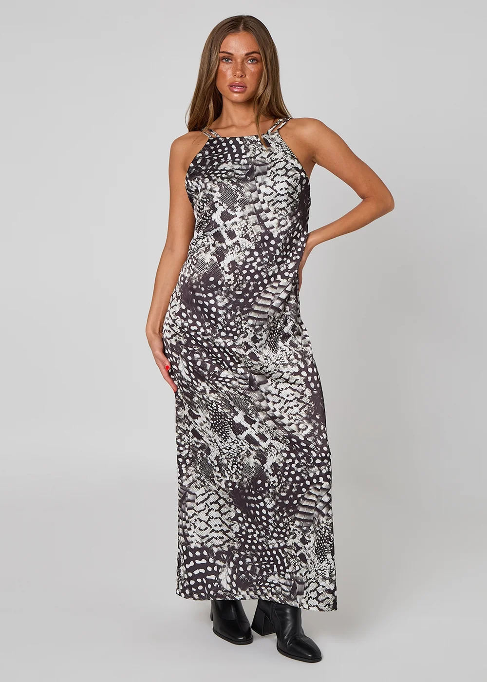Urban Bliss Black High Neck Animal Dress - 8 Image 3