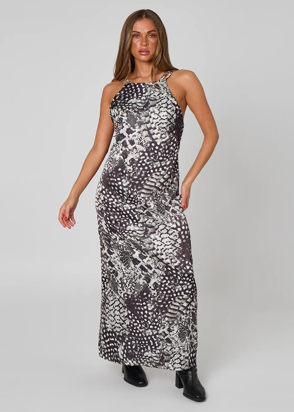 Urban Bliss Black High Neck Animal Dress - 8 Image 1