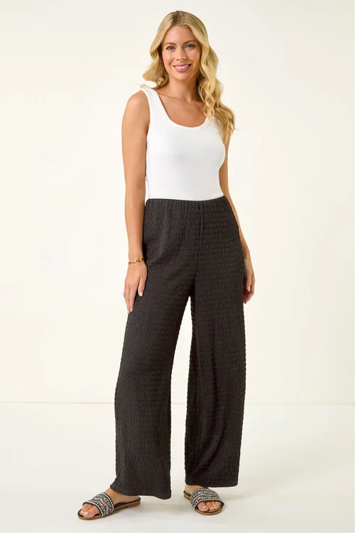 Roman Black Petite Textured Stretch Trouser - 18 Image 2