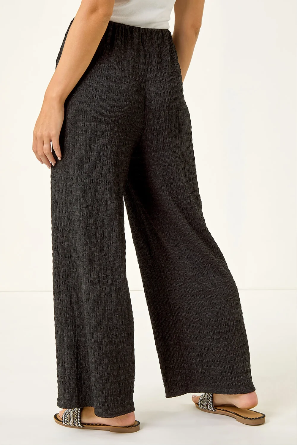 Roman Black Petite Textured Stretch Trouser - 18 Image 3