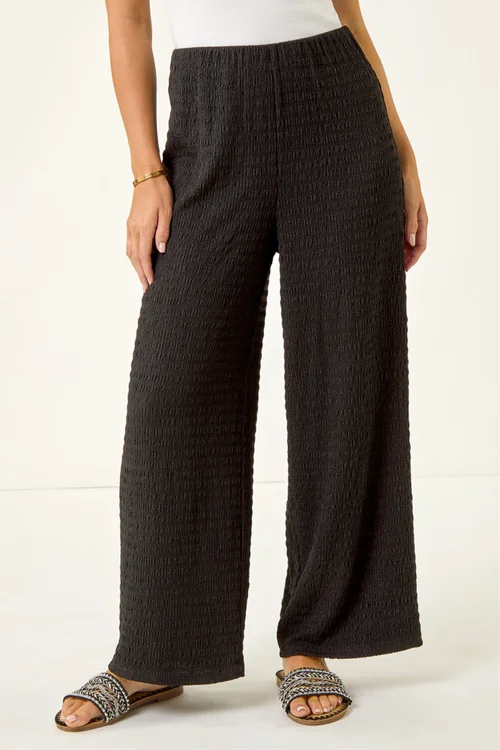 Roman Black Petite Textured Stretch Trouser - 18 Image 4