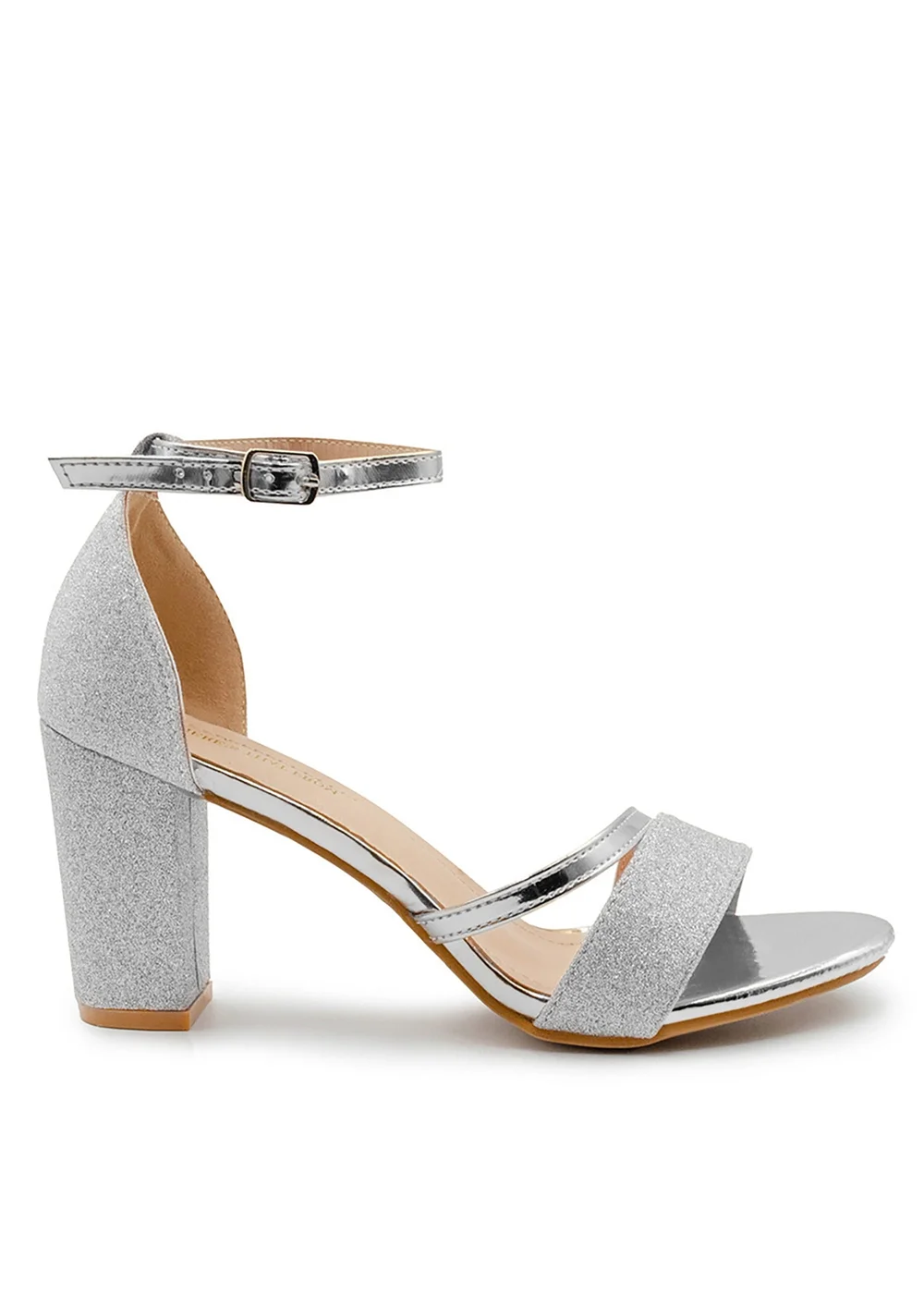 Wheres That From Perla Wide Fit Silver Block Heel Sandals - 6 Image 2