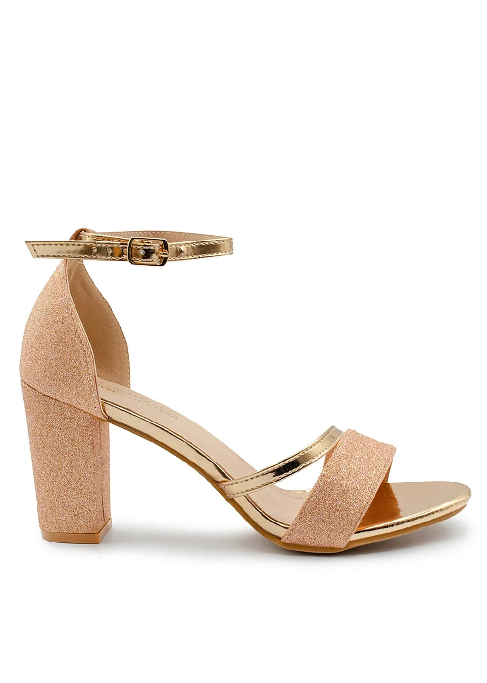 Wheres That From Perla Wide Fit RoseGold Block Heel Sandals - 8 Image 2