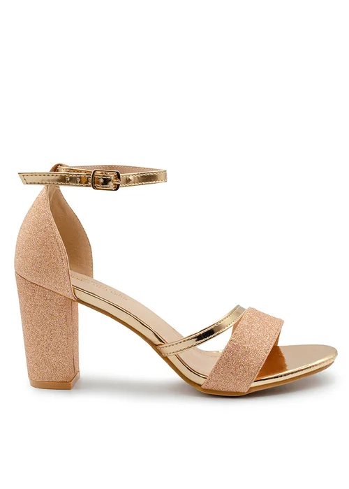 Wheres That From Perla Wide Fit RoseGold Block Heel Sandals - 8 Image 2