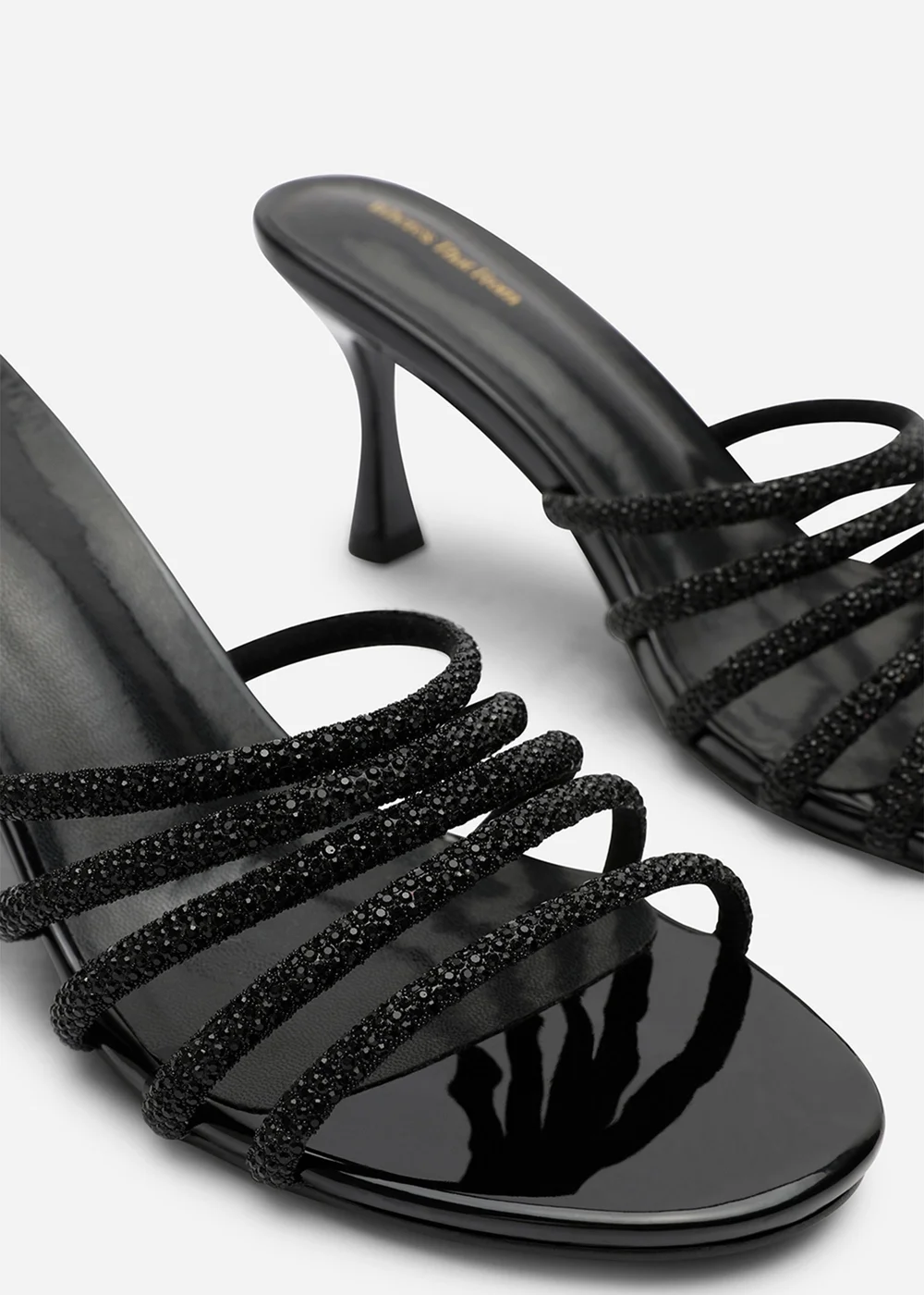 Where's That From Saskia Black Patent Diamante Front Strap Detail Court Heel - 4 Image 5