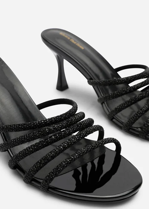Where's That From Saskia Black Patent Diamante Front Strap Detail Court Heel - 4 Image 5