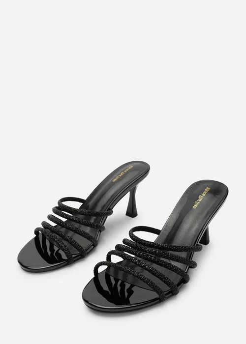 Where's That From Saskia Black Patent Diamante Front Strap Detail Court Heel - 4 Image 4