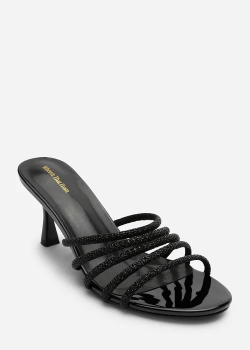 Where's That From Saskia Black Patent Diamante Front Strap Detail Court Heel - 4 Image 3
