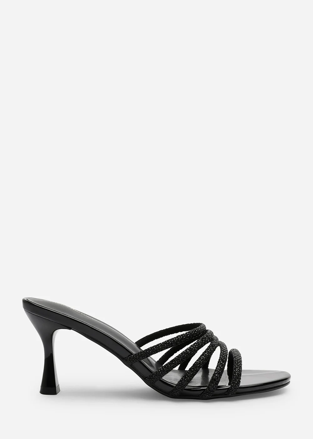 Where's That From Saskia Black Patent Diamante Front Strap Detail Court Heel - 4 Image 2
