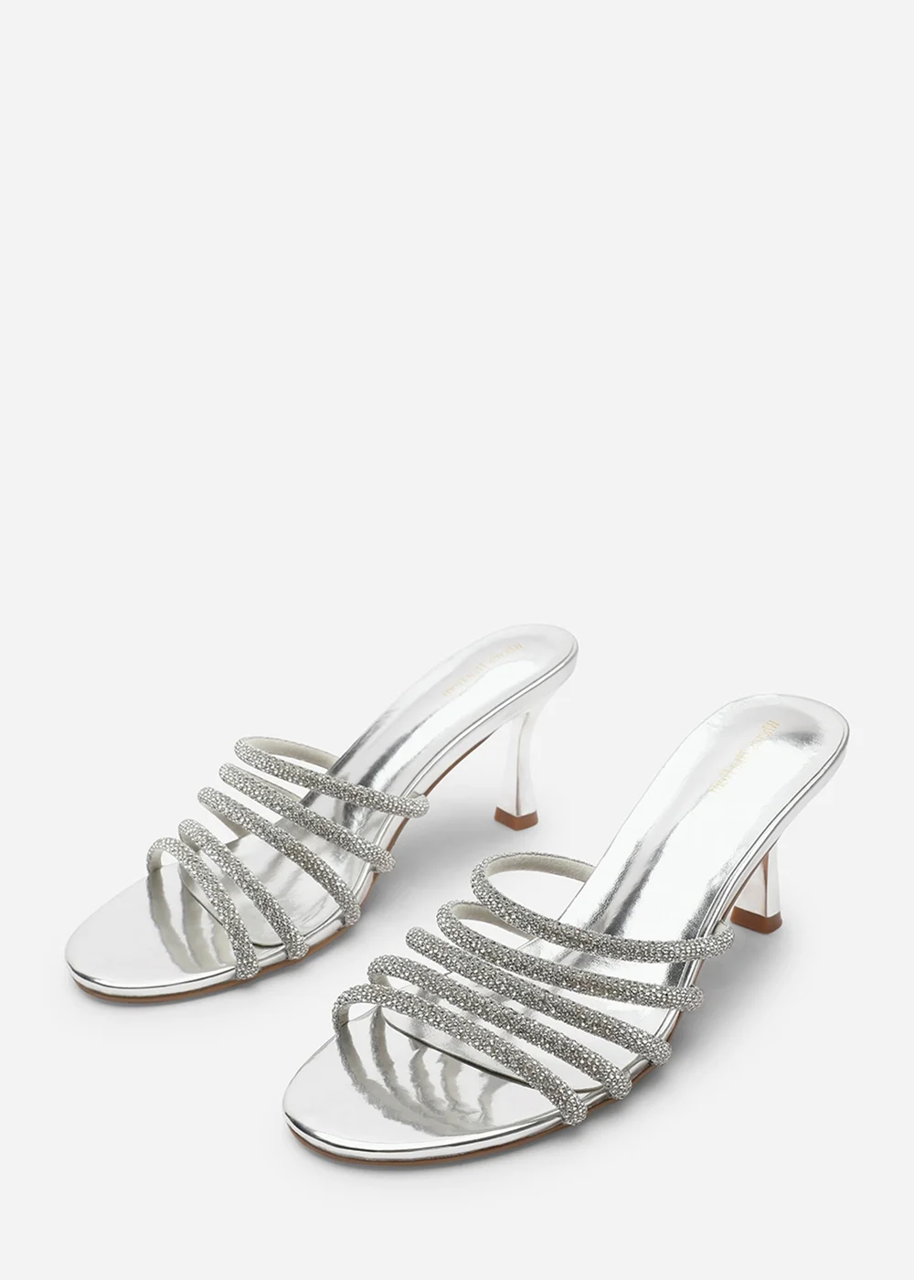 Where's That From Saskia Silver Diamante Front Strap Detail Court Heel - 4 Image 4