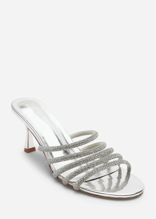 Where's That From Saskia Silver Diamante Front Strap Detail Court Heel - 4 Image 3