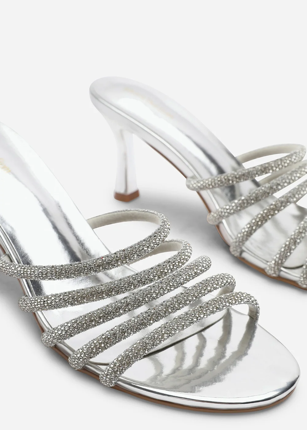 Where's That From Saskia Silver Diamante Front Strap Detail Court Heel - 4 Image 5