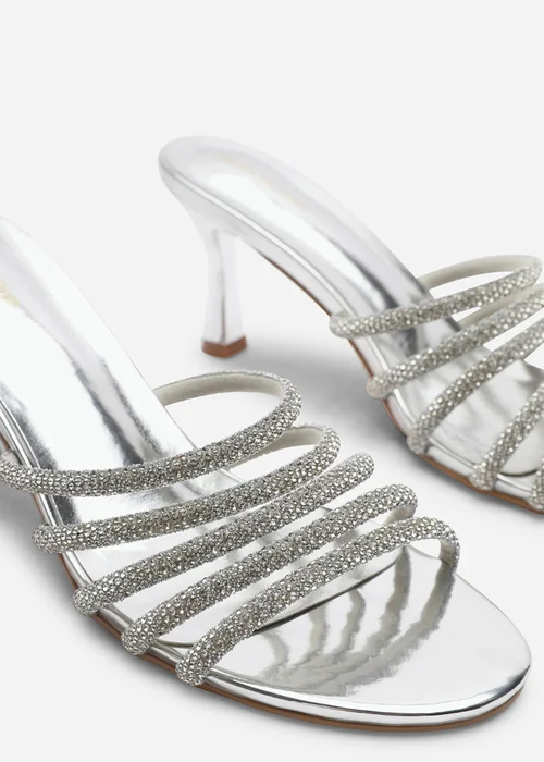 Where's That From Saskia Silver Diamante Front Strap Detail Court Heel - 4 Image 5