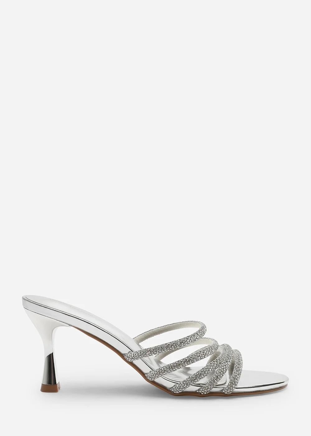 Where's That From Saskia Silver Diamante Front Strap Detail Court Heel - 4 Image 2
