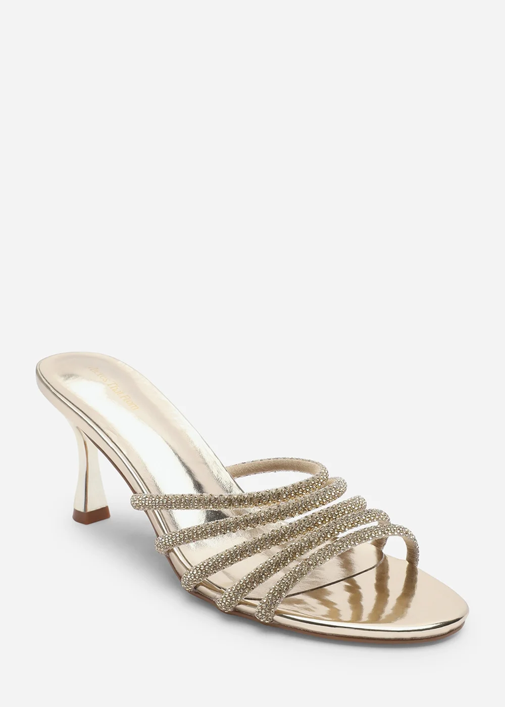 Where's That From Saskia Gold Diamante Front Strap Detail Court Heel - 8 Image 6