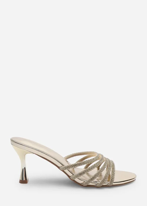 Where's That From Saskia Gold Diamante Front Strap Detail Court Heel - 8 Image 2