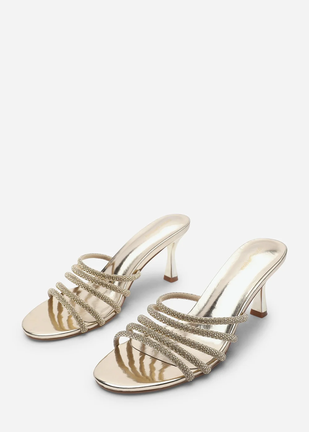 Where's That From Saskia Gold Diamante Front Strap Detail Court Heel - 8 Image 4
