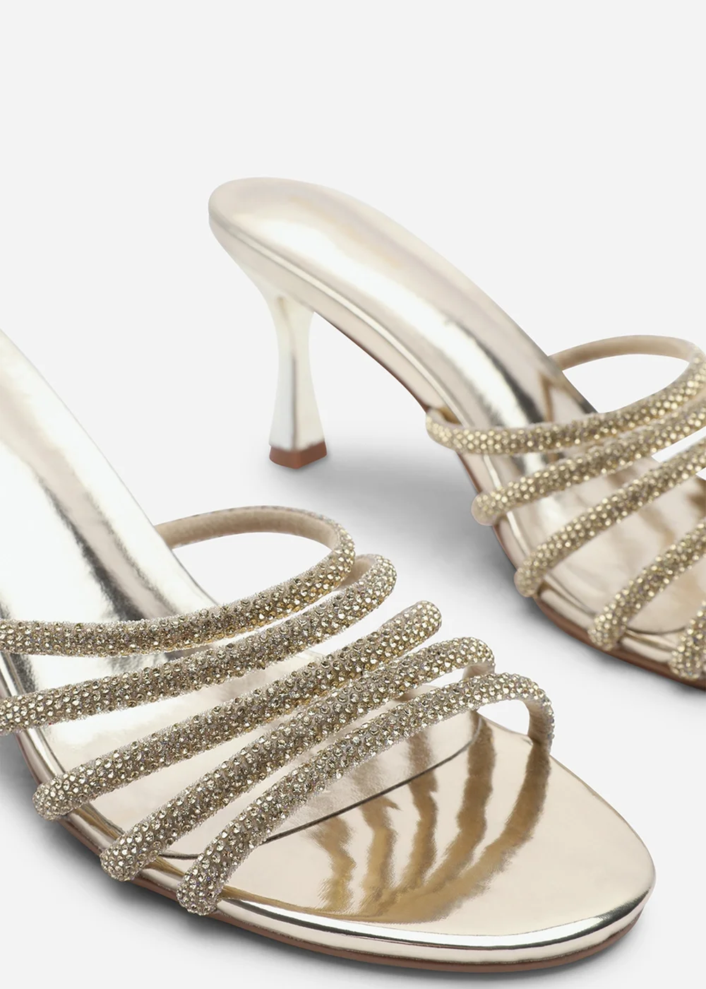 Where's That From Saskia Gold Diamante Front Strap Detail Court Heel - 8 Image 5