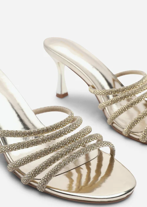 Where's That From Saskia Gold Diamante Front Strap Detail Court Heel - 8 Image 5
