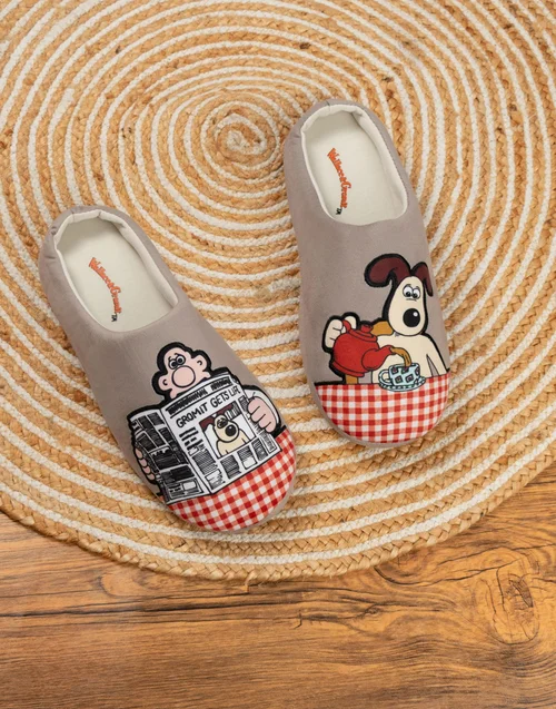 Wallace & Gromit Adult Grey Mule Slippers - 3-4 Image 2