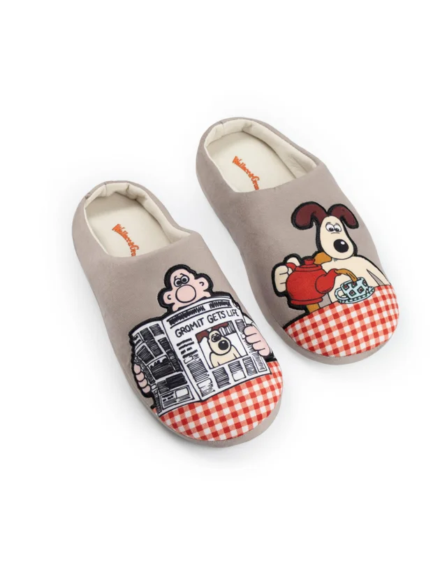 Wallace & Gromit Adult Grey Mule Slippers