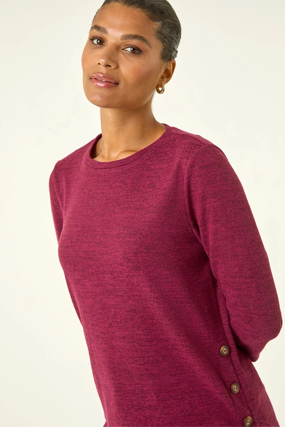 Roman Plum Curved Hem Stretch Top - Size 12 Image 4