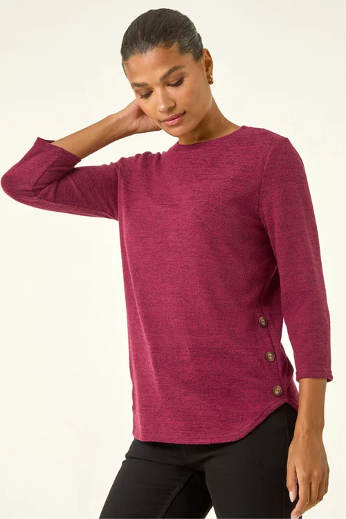 Roman Plum Curved Hem Stretch Top - Size 12 Image 1