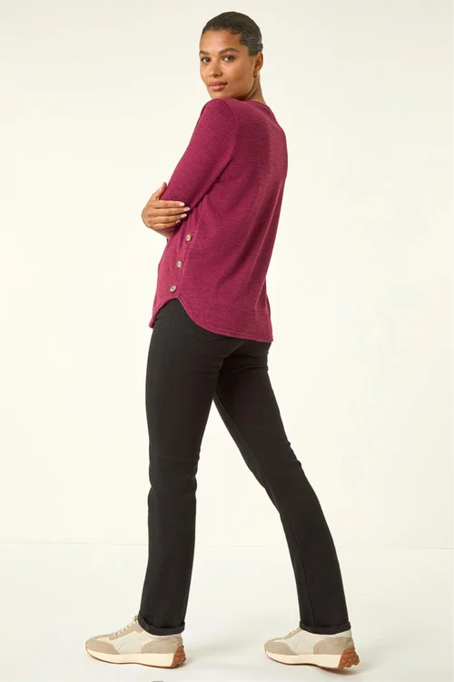 Roman Plum Curved Hem Stretch Top - Size 12 Image 3