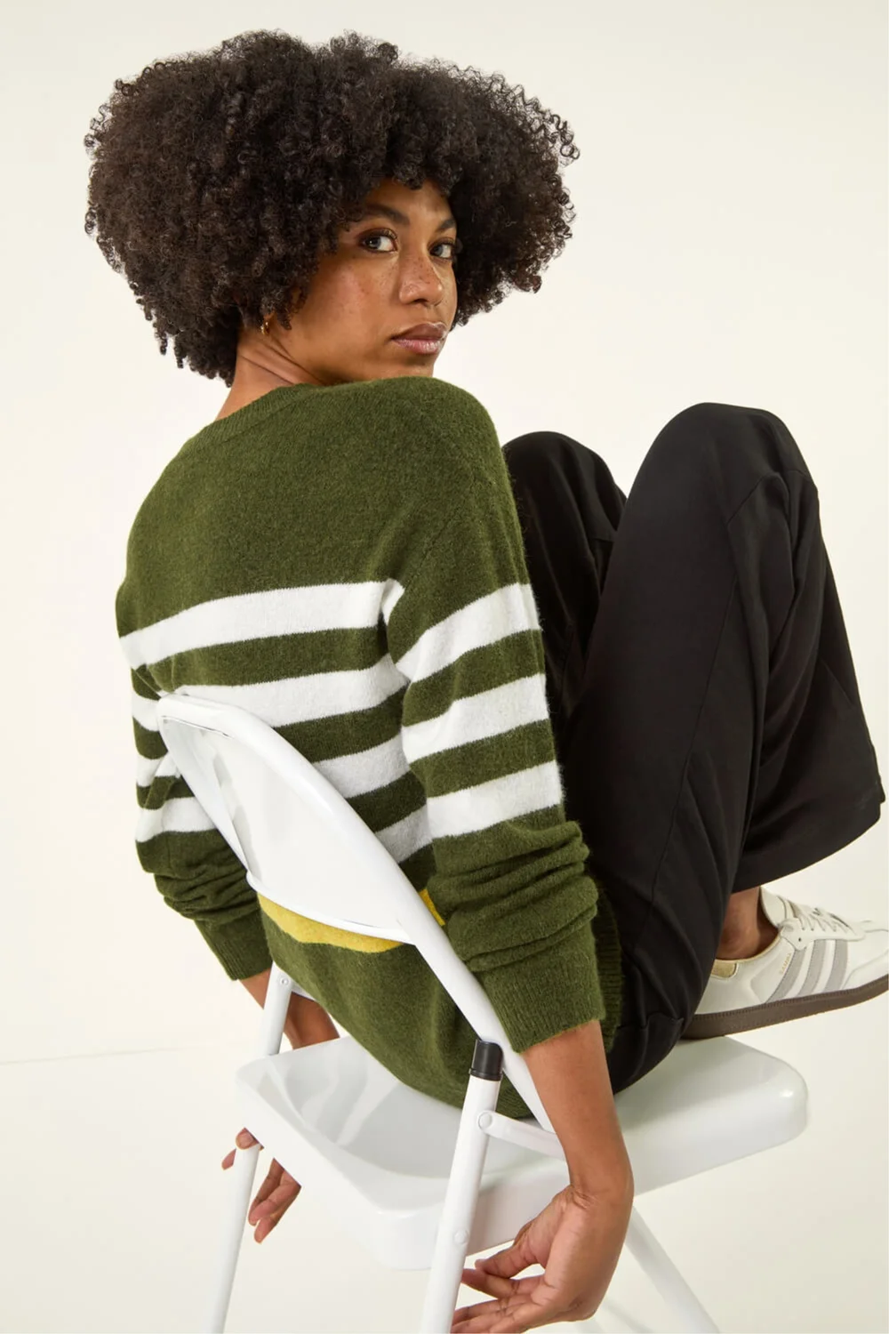 Roman Green Stripe Crew Neck Knit Jumper - 14 Image 1
