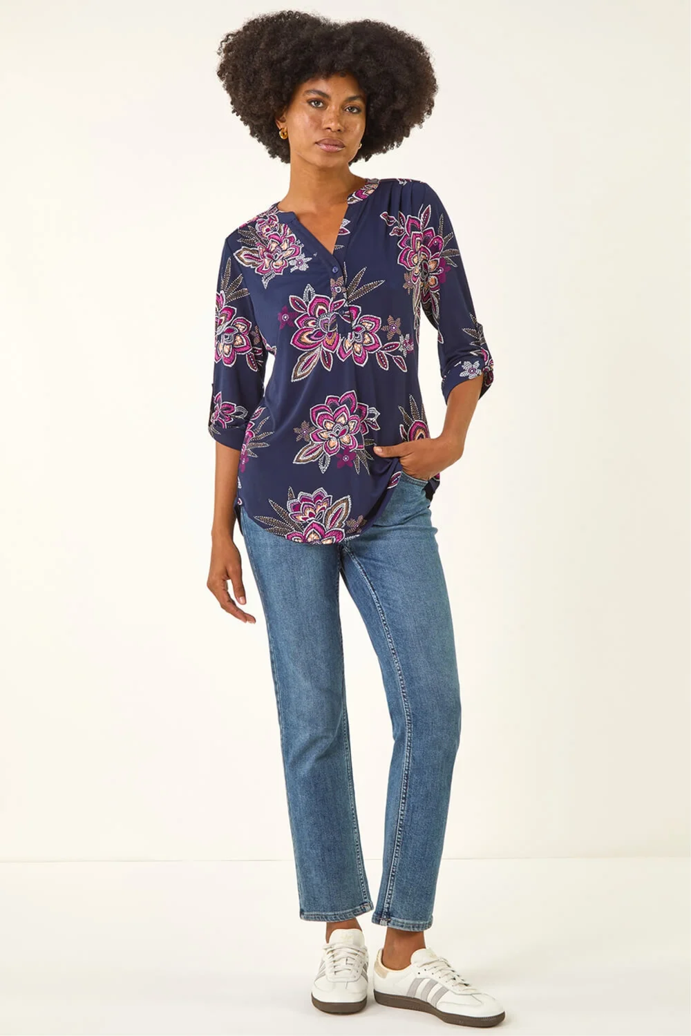 Roman Cerise Floral Puff Print Stretch Shirt - 12 Image 2