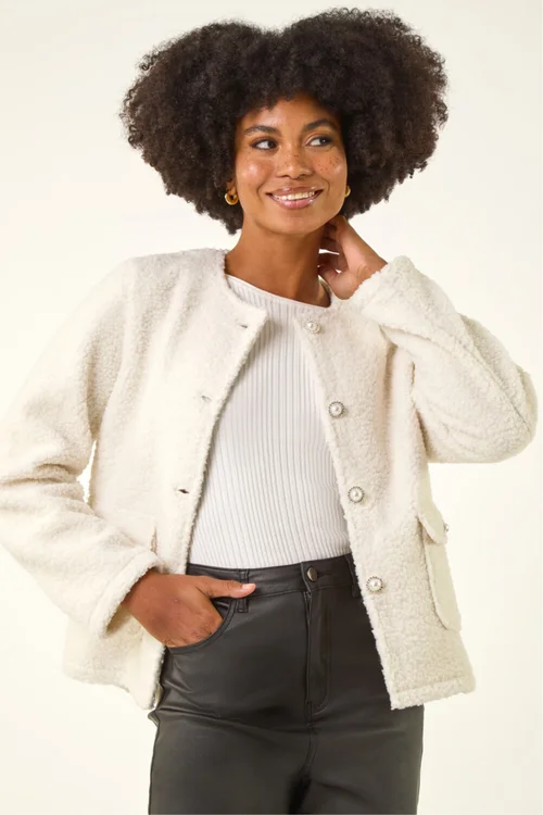 Roman Ivory Cosy Boucle Fleece Jacket - 16 Image 1