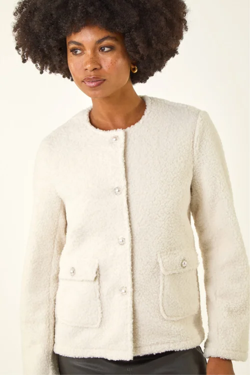 Roman Ivory Cosy Boucle Fleece Jacket - 16 Image 4