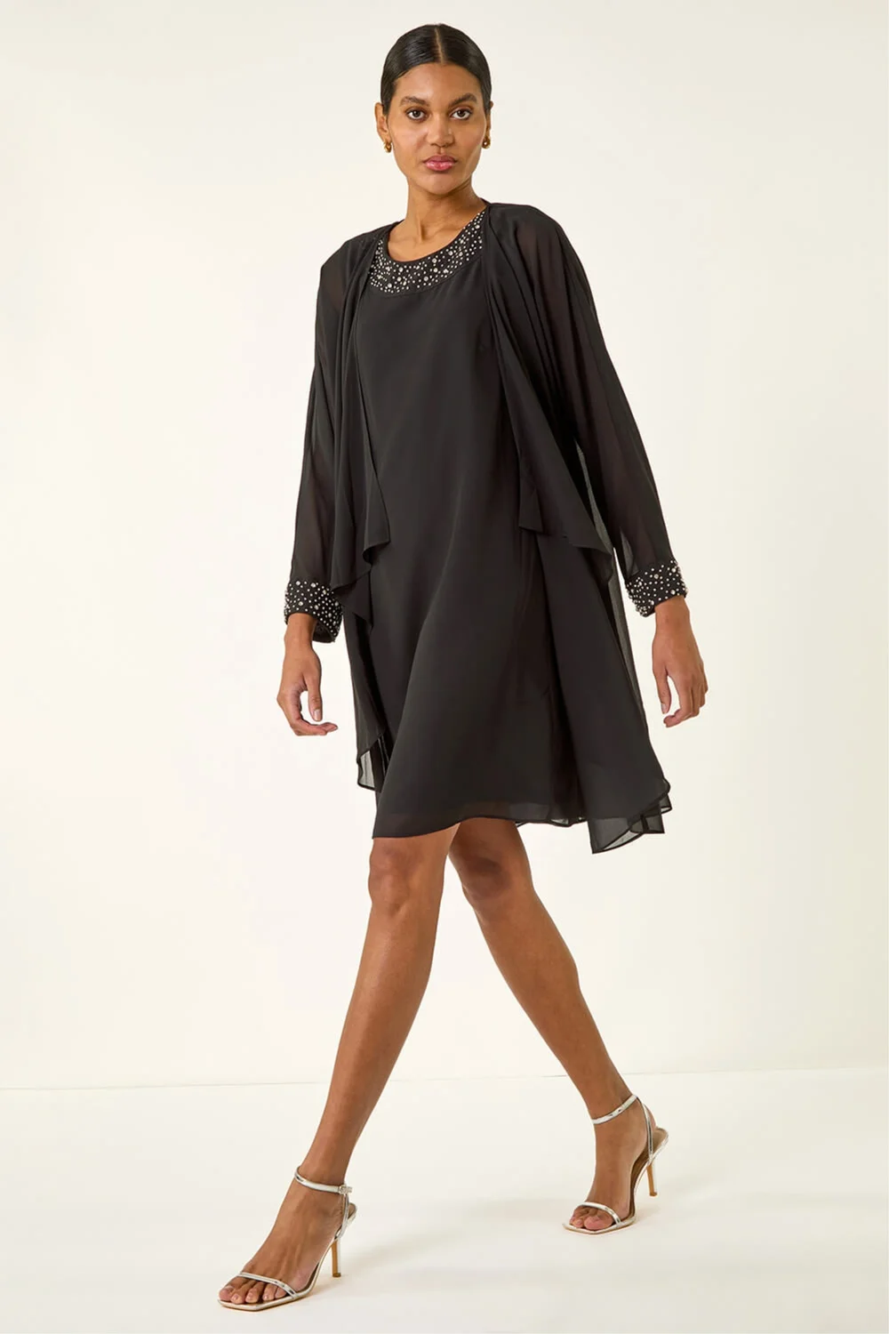 Roman Black Sparkle Shift Dress & Shrug - 18 Roman Black Sparkle Shift Dress & Shrug - 18